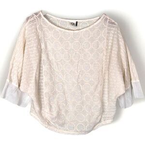 Women’s Boho Cottage Cream Off-White Blouse Top Size Med Anthropologie